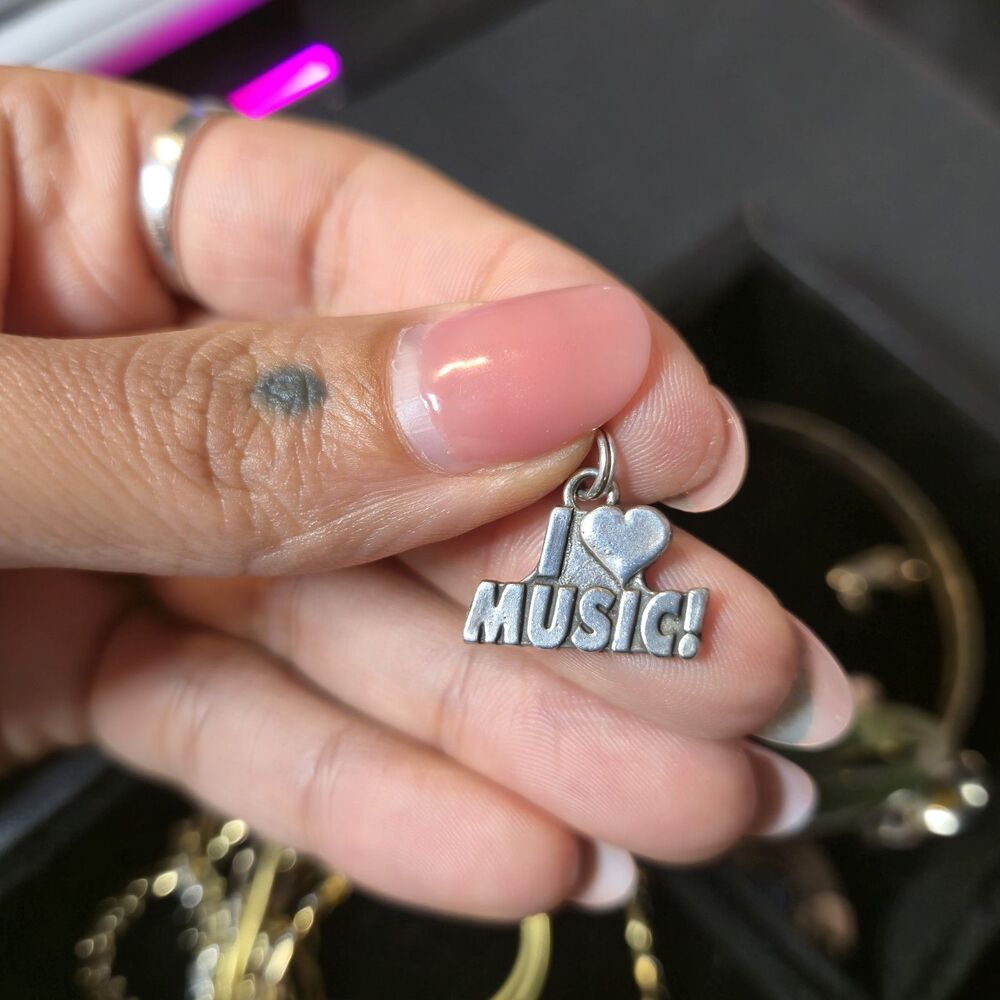 925 Sterling Silver I Love Music Charm